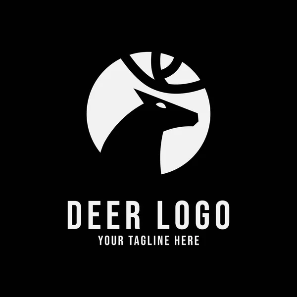Deer Logo Design Inspiration Moon Vector Illustration — Stock Vector