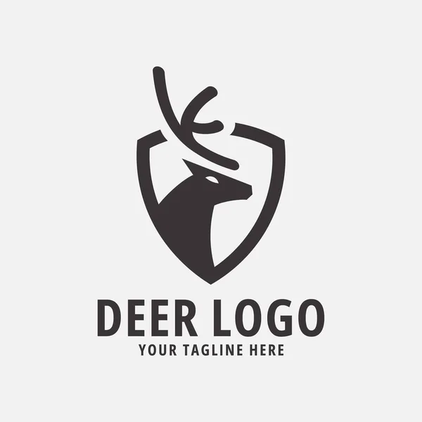 Deer Logo Design Inspiration Shield Vector Illustration — Stock Vector