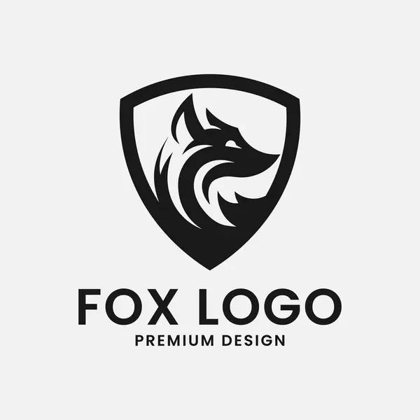 Fox Logo Design Inspiration Shield Vector Illustration — Stock Vector
