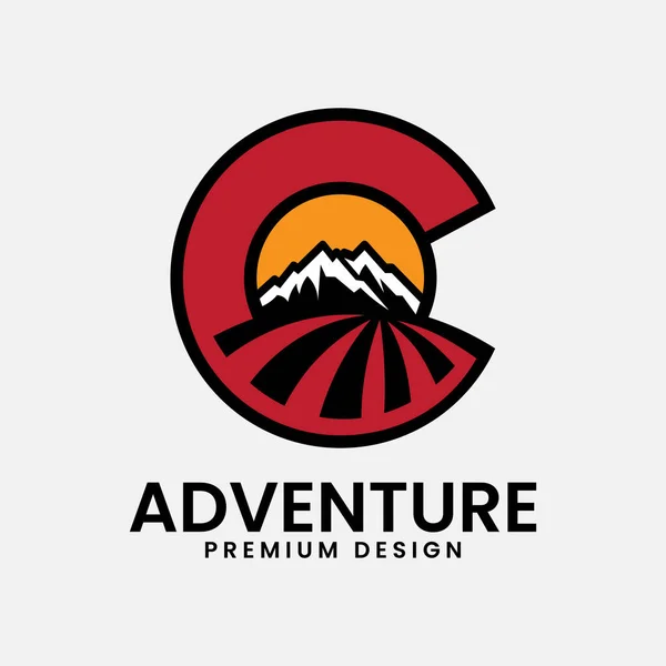 colorado c logo tasarımı dağ ve güneş vektörü çizimi ile ilham kaynağı