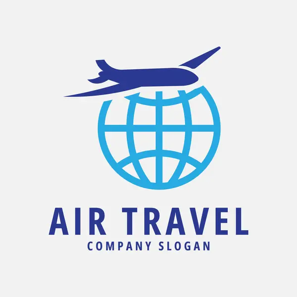 Air Travel Logo Design Inspiration Fly Earth Vector Illustration — Stock Vector