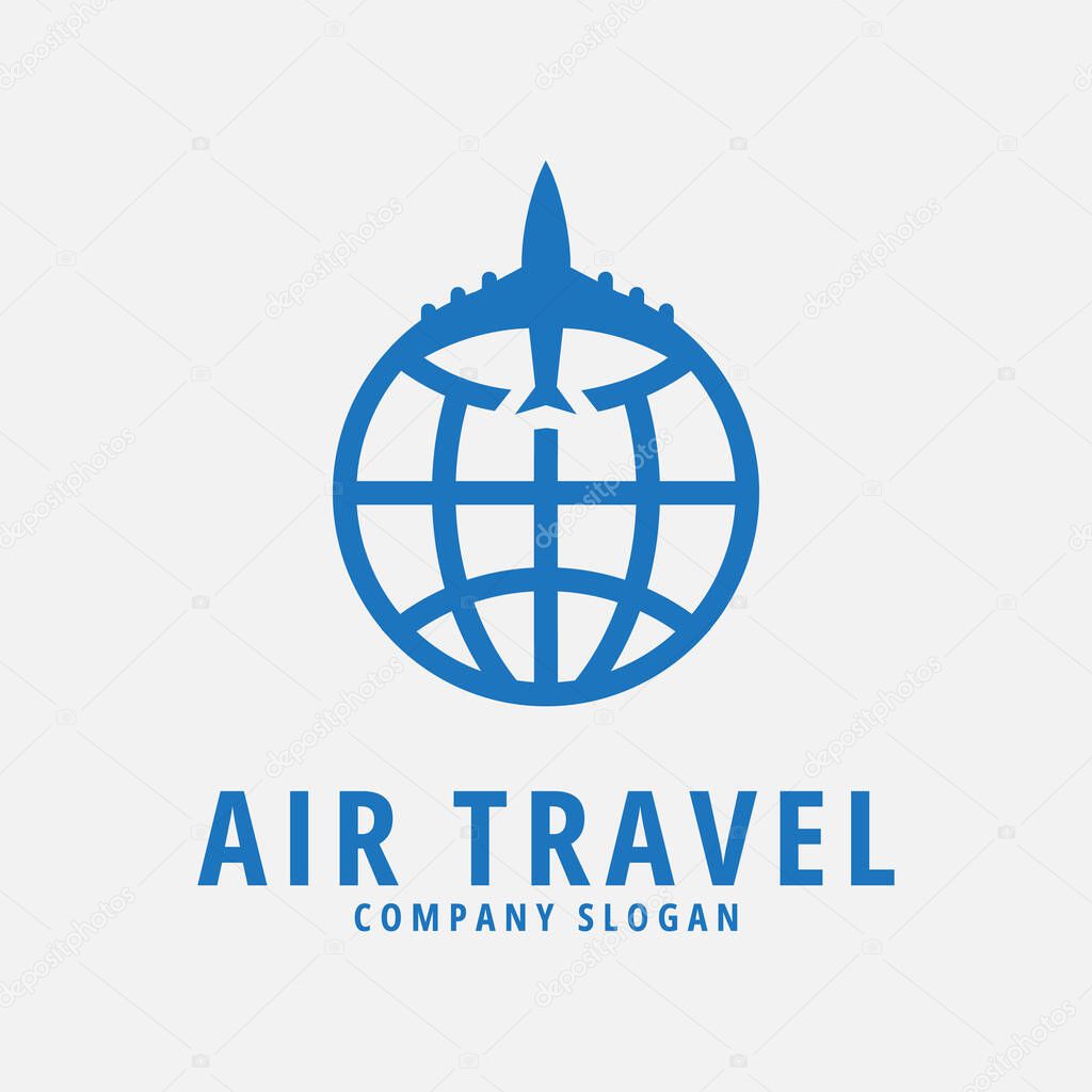 Travel logo design inspiration fly around the earth vector illustration