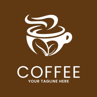 Kahve çekirdeği logo şablonu tasarımı. cam vektör illüstrasyonu