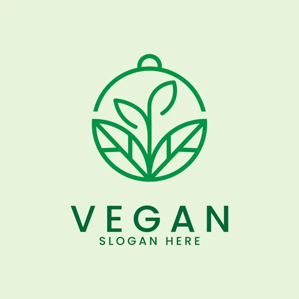 Diseño Plantilla Icono Logotipo Vegano Ilustración Vector Hoja — Vector de stock