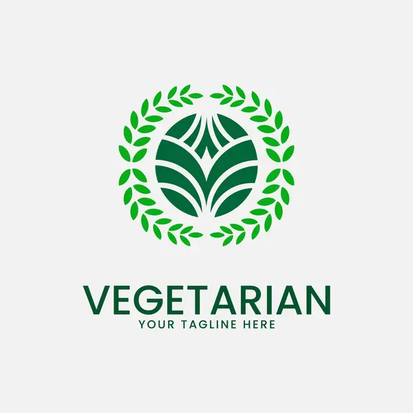 Vejetaryen logo şablonu tasarımı. Yaprak vektör illüstrasyonu