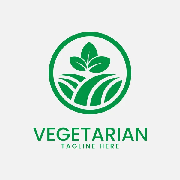 Design Modelo Ícone Logotipo Vegetariano Ilustração Vetor Folha — Vetor de Stock