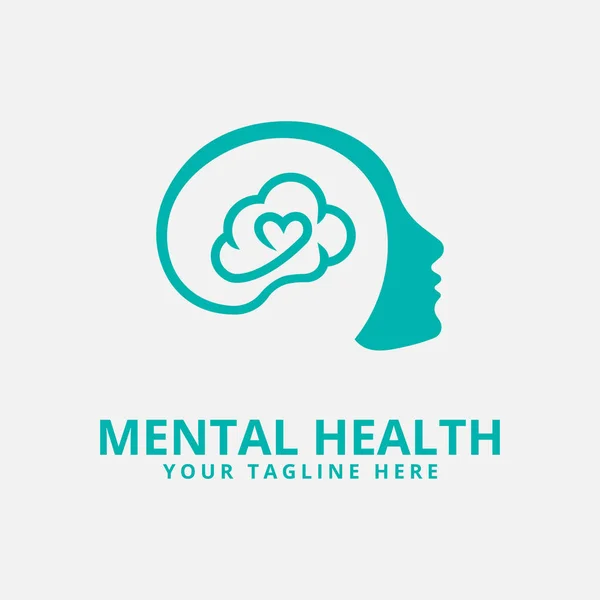Mental Health Logo Icon Template Design Head Brain Vector Illustration — Stock Vector