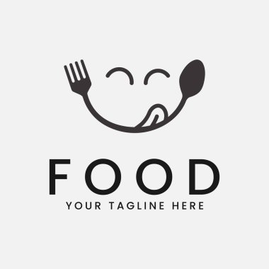 emoticon gıda logosu kaşık ve çatal vektör çizimi ile ilham kaynağı