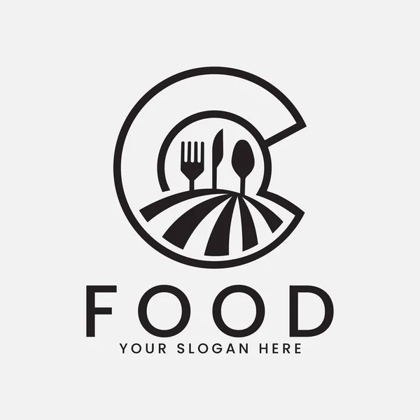 Restaurant Nourriture Logo Design Inspiration Avec Cuillère Couteau Fourchette Vecteur — Image vectorielle