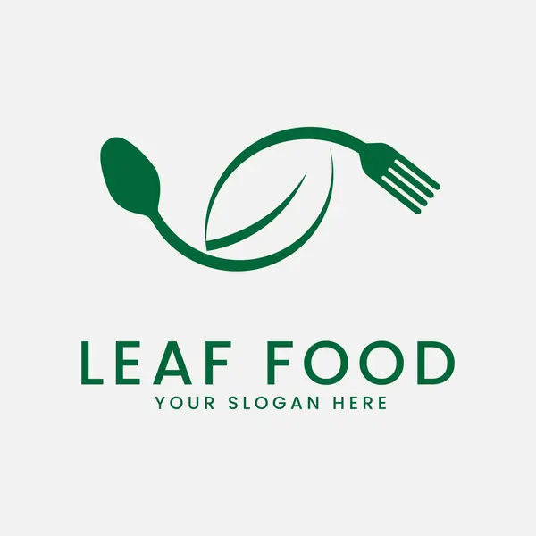 Yaprak gıda logosu, kaşık ve çatal vektör çizimi ile ilham kaynağı