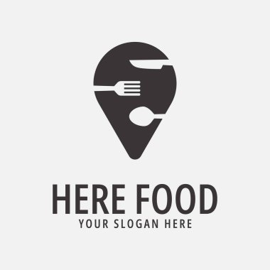 Seyahat logosu şablon tasarımlı restoran yemekleri. bıçak, kaşık ve çatal vektör çizimi