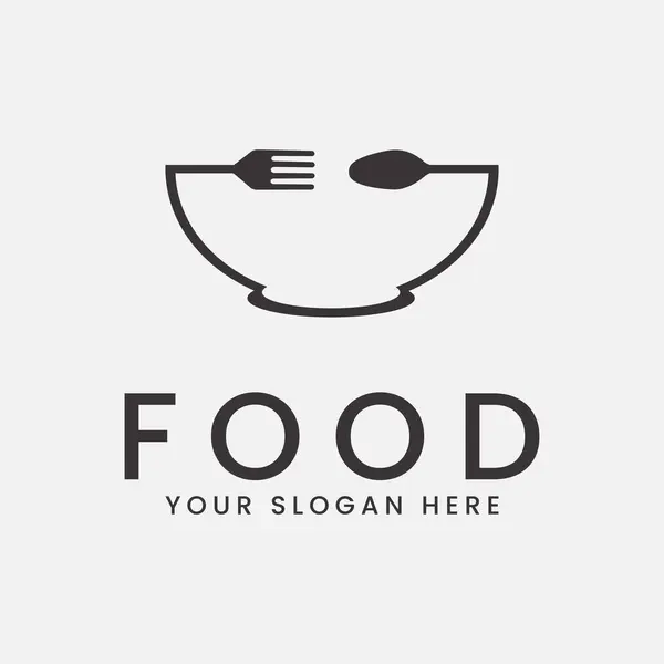 带有碗 勺子和叉子标识向量设计的餐厅食品 — 图库矢量图片