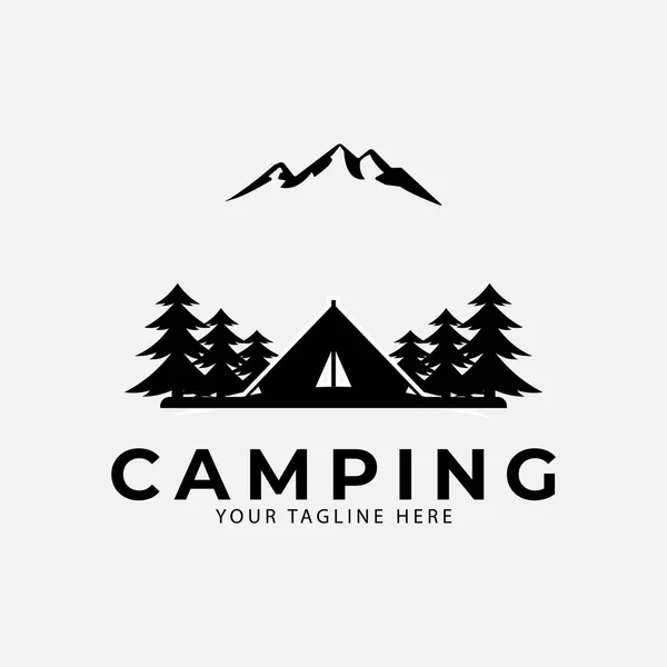 Camping Logotipo Ícone Design Inspiração Com Barraca Floresta Montanha Vetor — Vetor de Stock
