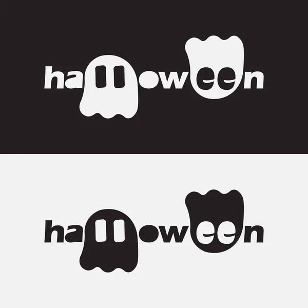 Halloween Logotipo Ícone Design Inspiração Com Ilustração Vetor Fantasma — Vetor de Stock