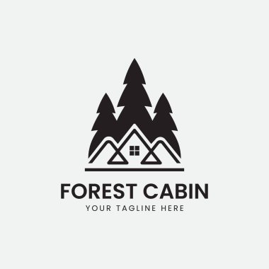 Orman kabini logo simgesi vektör illüstrasyon tasarımı
