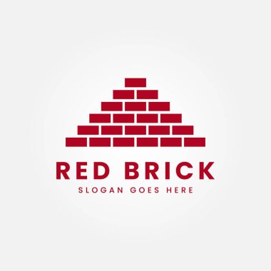 kırmızı tuğla, yığın ve denge tuğlaları logo vektör illüstrasyon tasarım şablonu ürünü