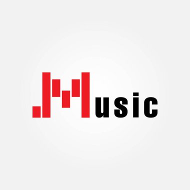 Gradyan biçimli M harfi müzik logosu koleksiyonu