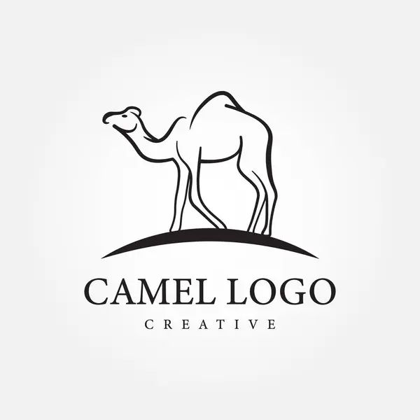 Modern Minimalist Deve Logosu Düz Vektör İllüstrasyonu