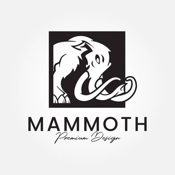 woolly mammoth logo vector design template with long tusks