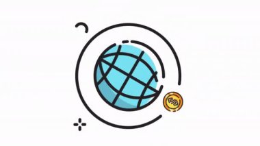 Animasyon para transfer ikonu. Küresel ödeme sistemi. Finansal hizmet. Şeffaf arkaplanda alfa kanalı olan kusursuz döngü videosu. küresel hareket grafik canlandırması