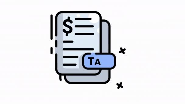 Icono Pago Impuestos Animación Aislado Canal Alfa Forma Impuesto Línea — Vídeo de stock