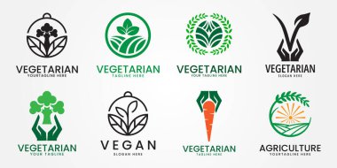 Vegan logo simgesi Yaprak sembolü bitki temelli diyet ürünü etiketi illüstrasyonu.