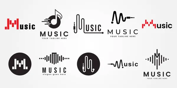 Paket Müzik logo tasarım koleksiyonunu gradyan tarzda ayarla