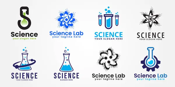 Bohça bilim gezegeni logo deign simge şablonunu laboratuvar vektör illüstrasyonu ile ayarla