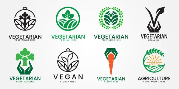 Vegan logo simgesi Yaprak sembolü bitki temelli diyet ürünü etiketi illüstrasyonu.