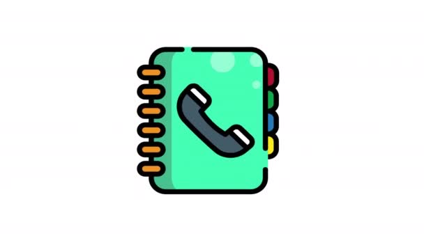 Телефонна Книга Анімація Icon Loop Alpha Канал Готові Використовувати Руху — стокове відео