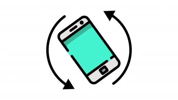 Phone Rotation Animated Icon Vertical Horizontal Reverse Flat Line Icon — Stock Video