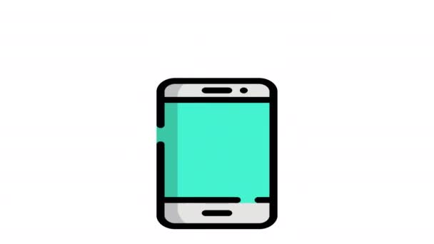 Płaski Smartfon Ikona Mail Animacjami Wejścia Wyjścia Przejrzystym Kanale Alfa — Wideo stockowe