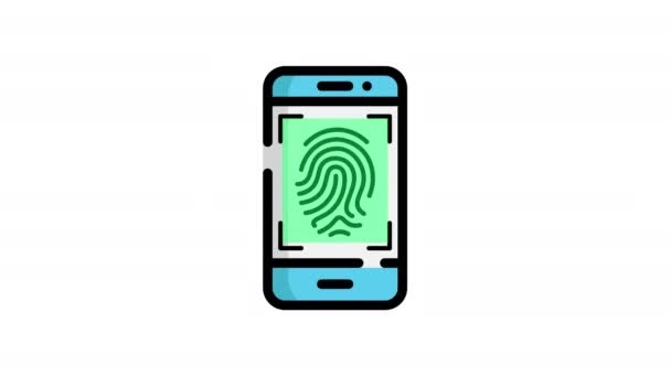 Fingerprint Wrong Icon Animation Isolated Alpha Channel Animated Line Fingerprint — Stock Video