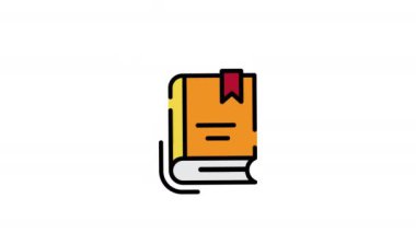 Çizgi biçimi pictogram, Çalışma sembolü, Bilgi, kütüphane sembolü ve logo illüstrasyonu için taslak vektör işaretli animasyon kitap yığını simgesi