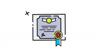 Başarı, ödül, burs, diploma için canlandırılmış sertifika simgesi