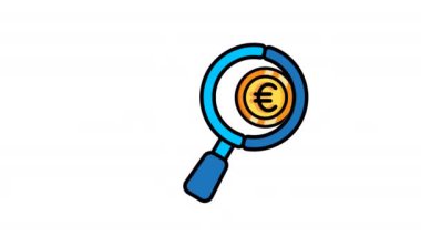 Animasyon para simgesi. Şeffaf arkaplanda alfa kanalı olan kusursuz döngü videosu. Taslak hareketli grafik canlandırması