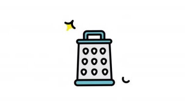 Animasyon peynir rendesi ikonu. Şeffaf arkaplanda alfa kanalı olan kusursuz döngü videosu. Taslak hareketli grafik canlandırması