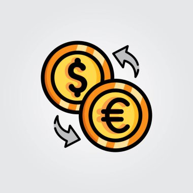 İş ve finans teması tasarımı için renkli ana hatlı döviz simgesi logo vektör çizimi tasarımı