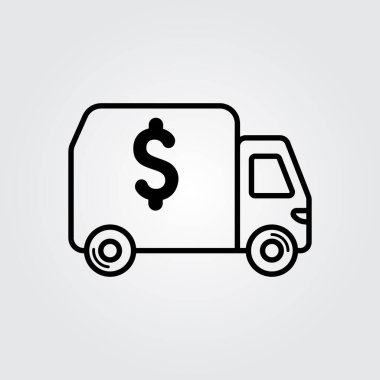 Satır sanatı zırhlı van simgesi logo vektör çizimi tasarımı, iş ve finans sembolü