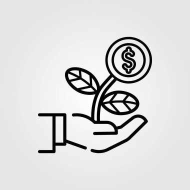 Çizgi sanatı finans büyüme ikonu logo vektör çizimi tasarımı, iş ve finans sembolü için