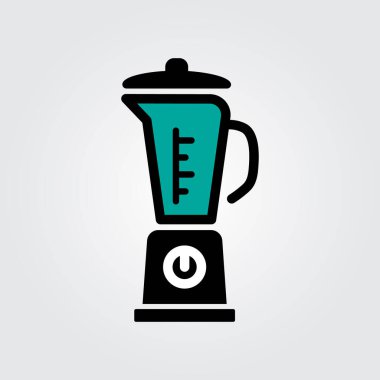 Renkli ana hatlı blender simgesi logo vektör çizimi tasarımı, yemek teması tasarımı için