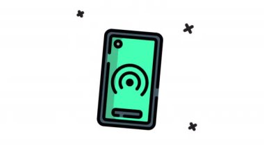 Akıllı telefon ikonlu animasyon kablosuz bağlantı noktası. Şeffaf arkaplanda alfa kanalı olan kusursuz döngü videosu. Smartphone özellikli hareketli grafiksel canlandırma