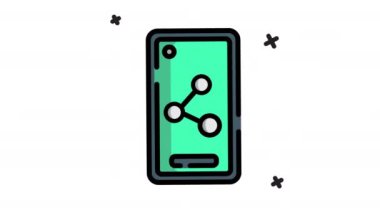 Canlandırılmış bağlantı, veri paylaşımı, bağlantı sembolü, ağ paylaşımı, simge paylaşım düğmesi. Şeffaf arkaplanda alfa kanalı olan kusursuz döngü videosu. Smartphone özellikli hareketli grafiksel canlandırma