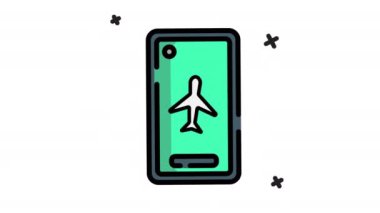 Akıllı telefon simgesi ile animasyon uçuş modu. Şeffaf arkaplanda alfa kanalı olan kusursuz döngü videosu. Smartphone özellikli hareketli grafiksel canlandırma