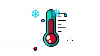 Soğuk sıcaklıkta canlandırılmış simge. Şeffaf arkaplanda alfa kanalı olan kusursuz döngü videosu. Kış temalı hareketli grafik animasyonu