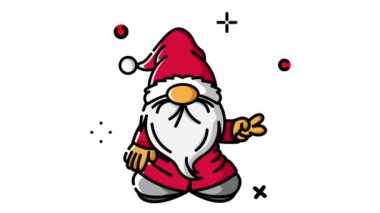 Noel Baba animasyon ikonu. Şeffaf arkaplanda alfa kanalı olan kusursuz döngü videosu. Noel temalı hareketli grafik animasyonu