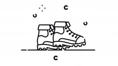Kar Çizmeleri çizgi animasyon simgesi. Şeffaf arkaplanda alfa kanalı olan kusursuz döngü videosu. Kış temalı hareketli grafik animasyonu