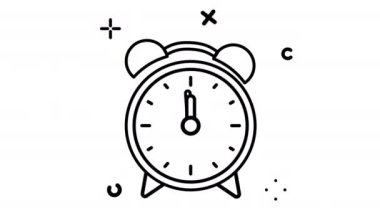 Saat çizgisi sanat animasyon simgesi. Şeffaf arkaplanda alfa kanalı olan kusursuz döngü videosu. Mutlu yıllar temalı hareketli grafik animasyonu