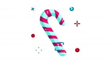 Şekerli animasyon ikonu. Şeffaf arkaplanda alfa kanalı olan kusursuz döngü videosu. Noel temalı hareketli grafik animasyonu