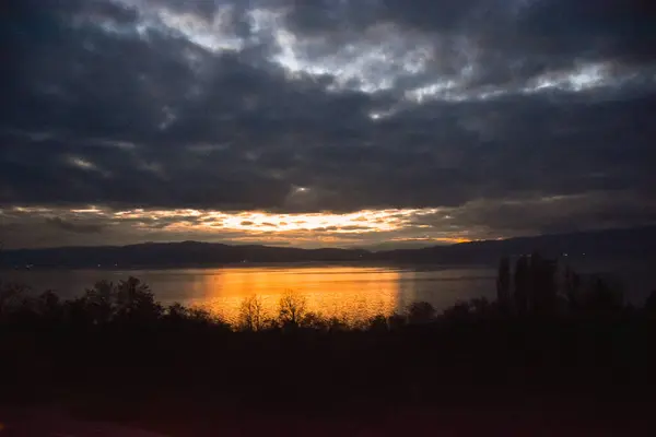 Ohrid See Mazedonien Nach Sonnenuntergang — Stockfoto